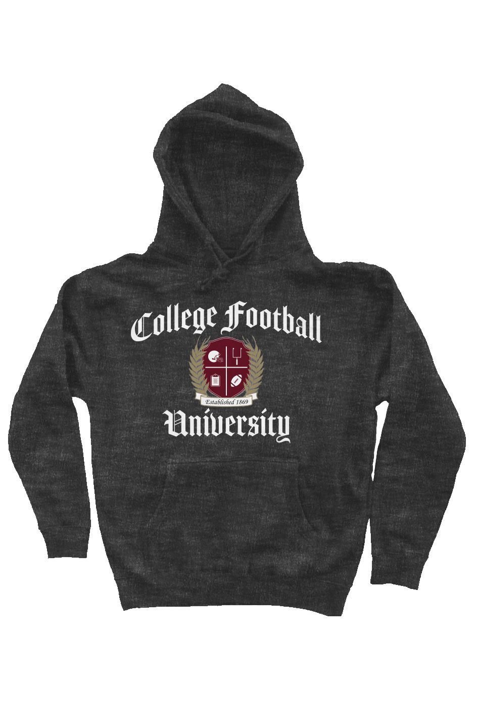 College Football University - Heather Charcoal Hoodie (Front)