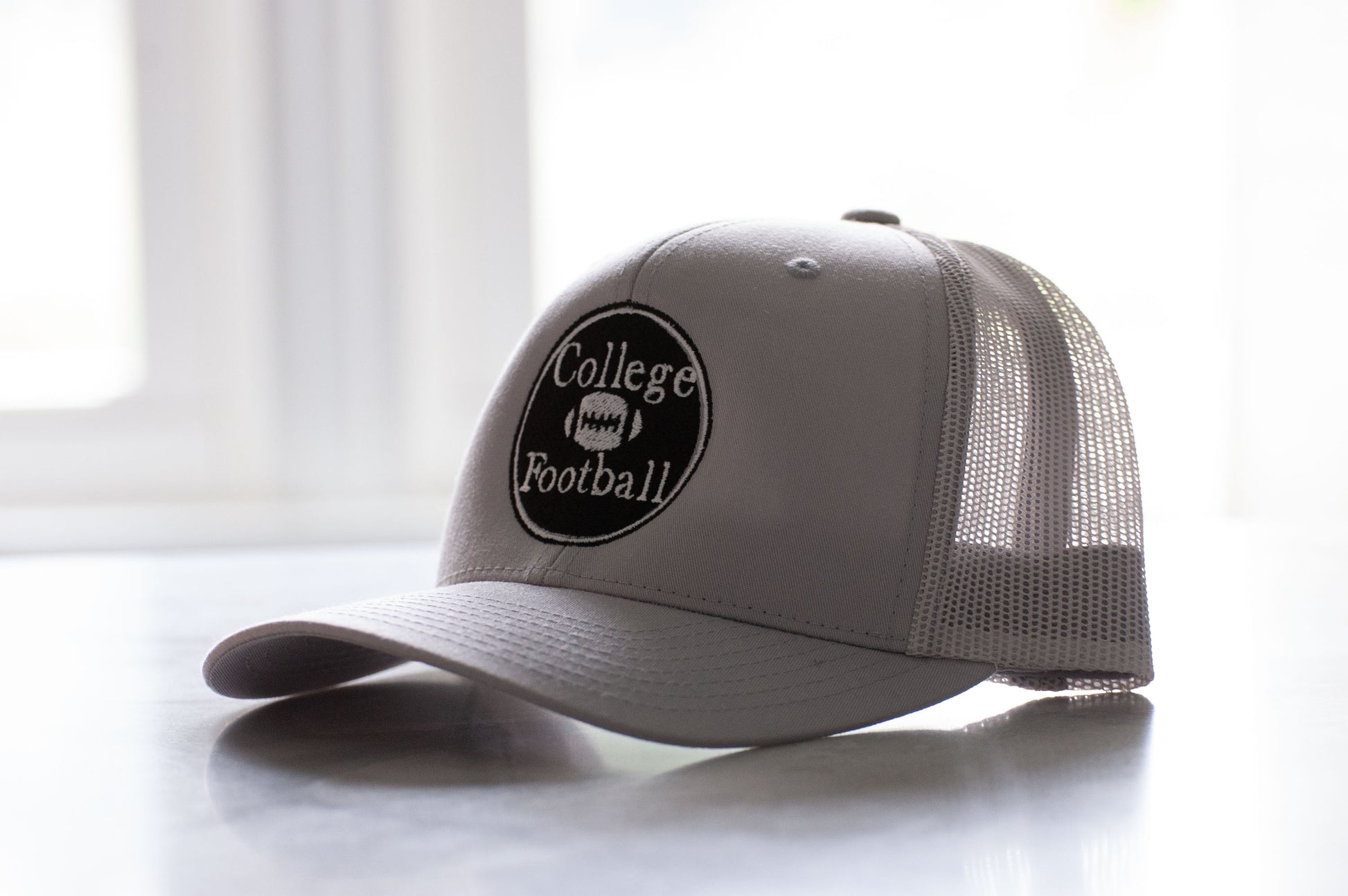 Side Shot of Snapback Trucker Hat (Silver)